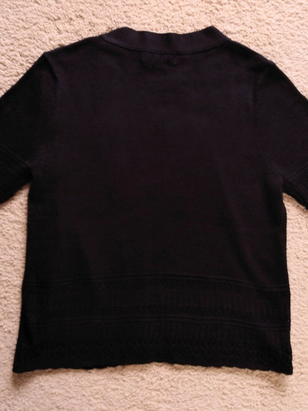 Liz Claiborne Black Crochet Cardigan Women's Large Open Front Lace Sweater NWOT - Picture 8 of 8